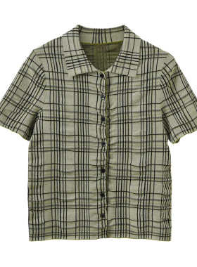 C家女装 修身版型格纹提花衬衫绿色2026春季新品1327638001