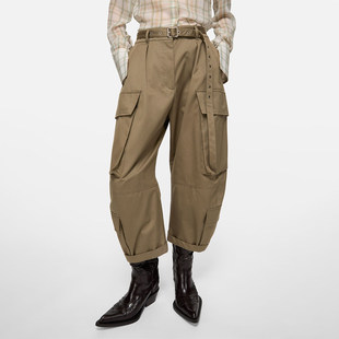 多口袋弯刀休闲裤 九分裤 女 小众纯色高腰工装 2026早春新款