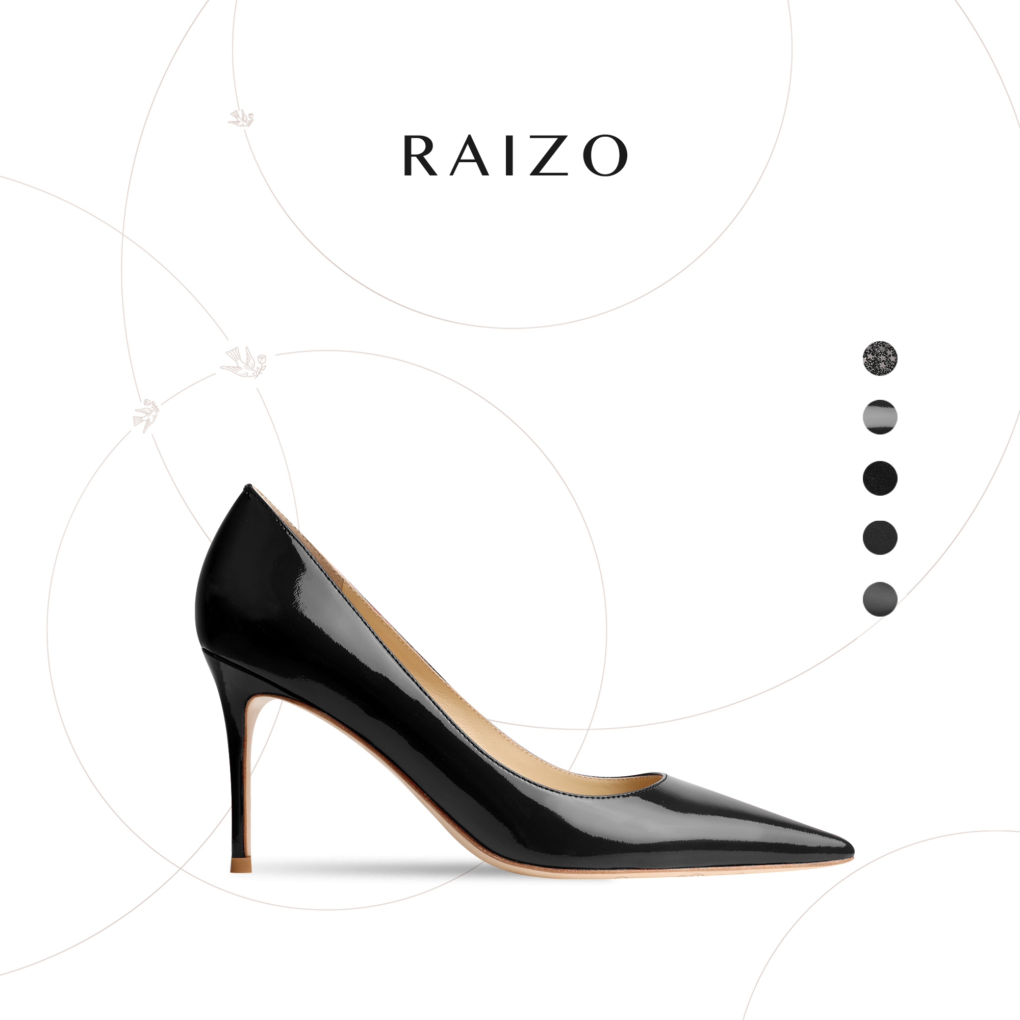 RAIZO黑色多材质女鞋浅口通勤