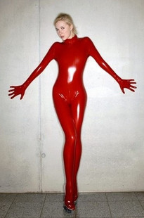 女士乳胶紧身衣 乳胶现做定做 乳胶衣连手脚紧身衣后开绕前档拉链