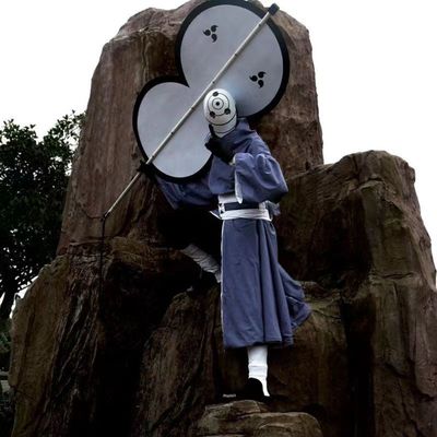 火影忍者带土cos服宇智波cosplay三眼白面具套装团扇衣服全套