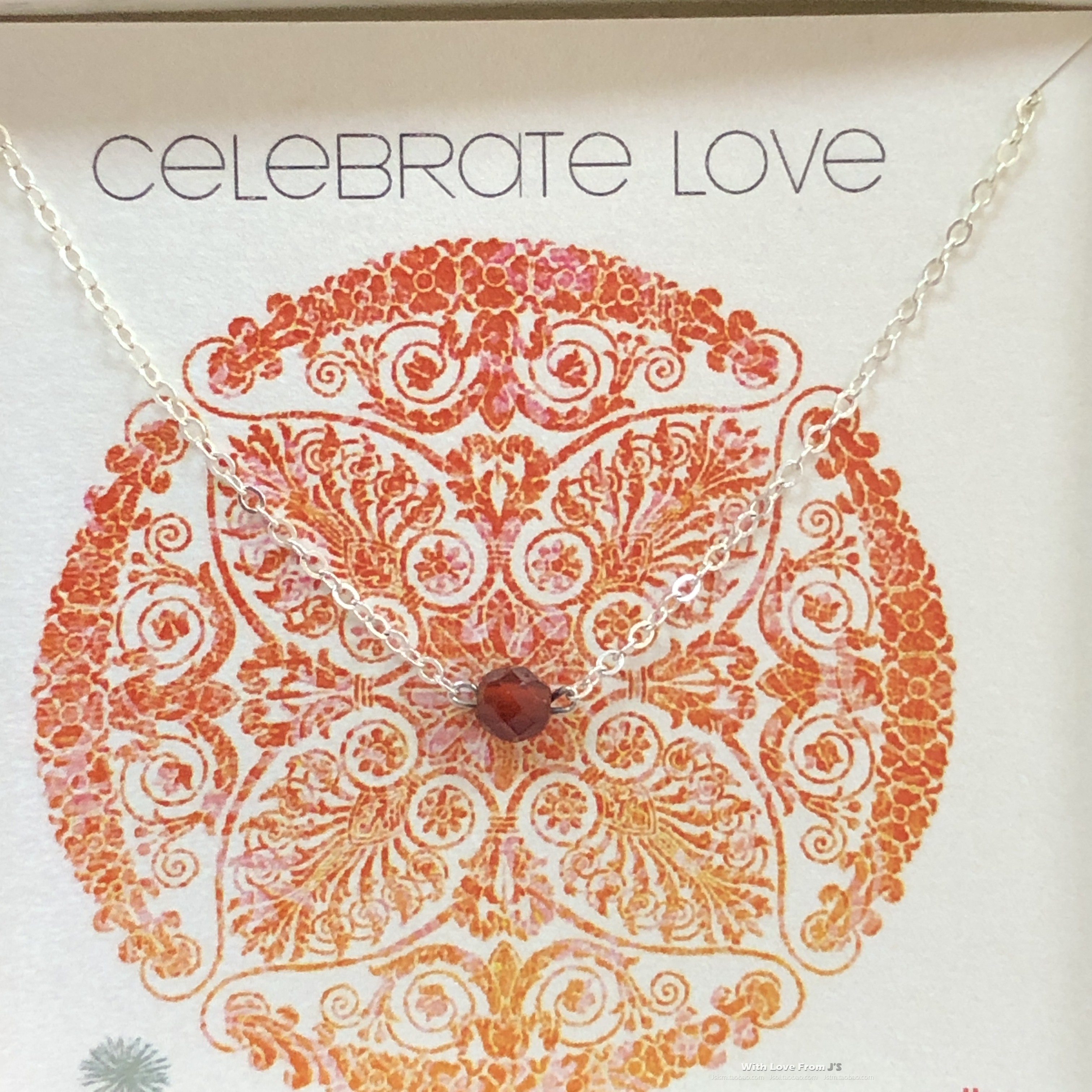 银本色链切割面红玛瑙迷你珠项链 婚礼迷你礼盒 美国Dogeared正品