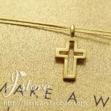 丝线款 银镀金【镂空十字架】吊坠 许愿项链 美国Dogeared正品