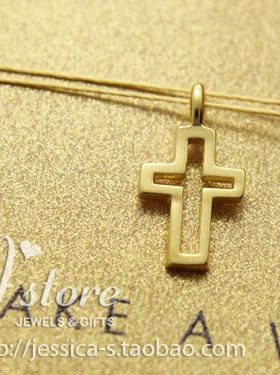 丝线款 银镀金【镂空十字架】吊坠 许愿项链 美国Dogeared正品