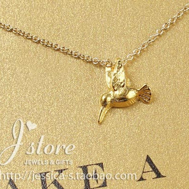 蜂鸟 许愿项链 银镀金锁骨链 金色 银色饰品 美国 Dogeared 正品