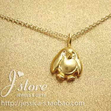 胖胖的小企鹅 许愿项链 925银 银镀金链锁骨链 美国Dogeared正品