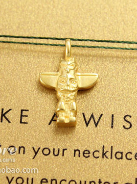 丝线款 银镀金【图腾柱】吊坠 许愿项链 美国Dogeared正品