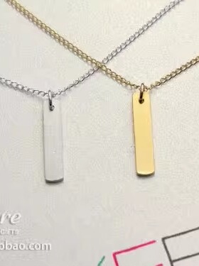 保持简单系列 银镀金 银本色 小竖条项链 美国 Dogeared 正品