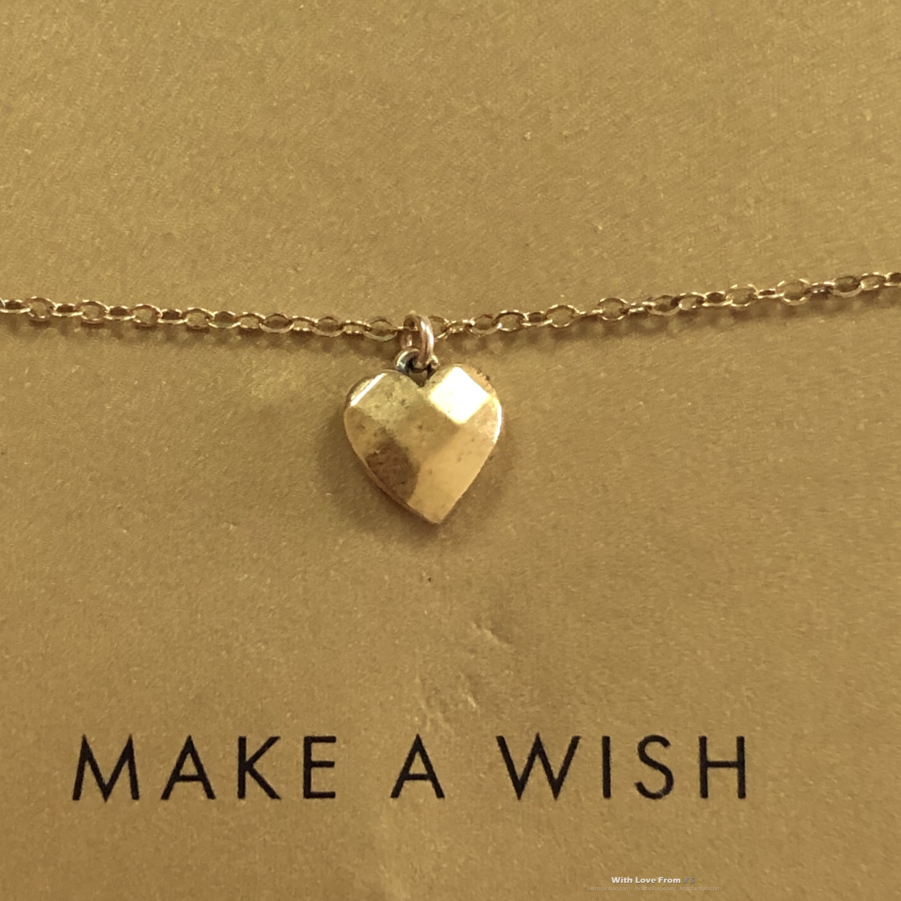 925银镀金链【切割面爱心】吊坠 许愿手链 美国 Dogeared 正品