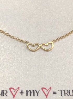 银镀金 细线条双镂空爱心项链 你与我真爱  美国 Dogeared 正品