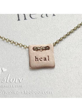 银镀金许愿项链※mantra银镀玫瑰金【heal】小方牌Dogeared正品