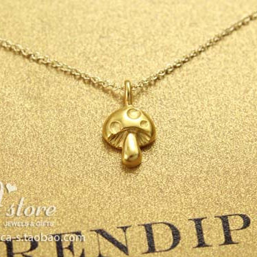 蘑菇 许愿项链 银镀金锁骨链 银色饰品 美国Dogeared正品