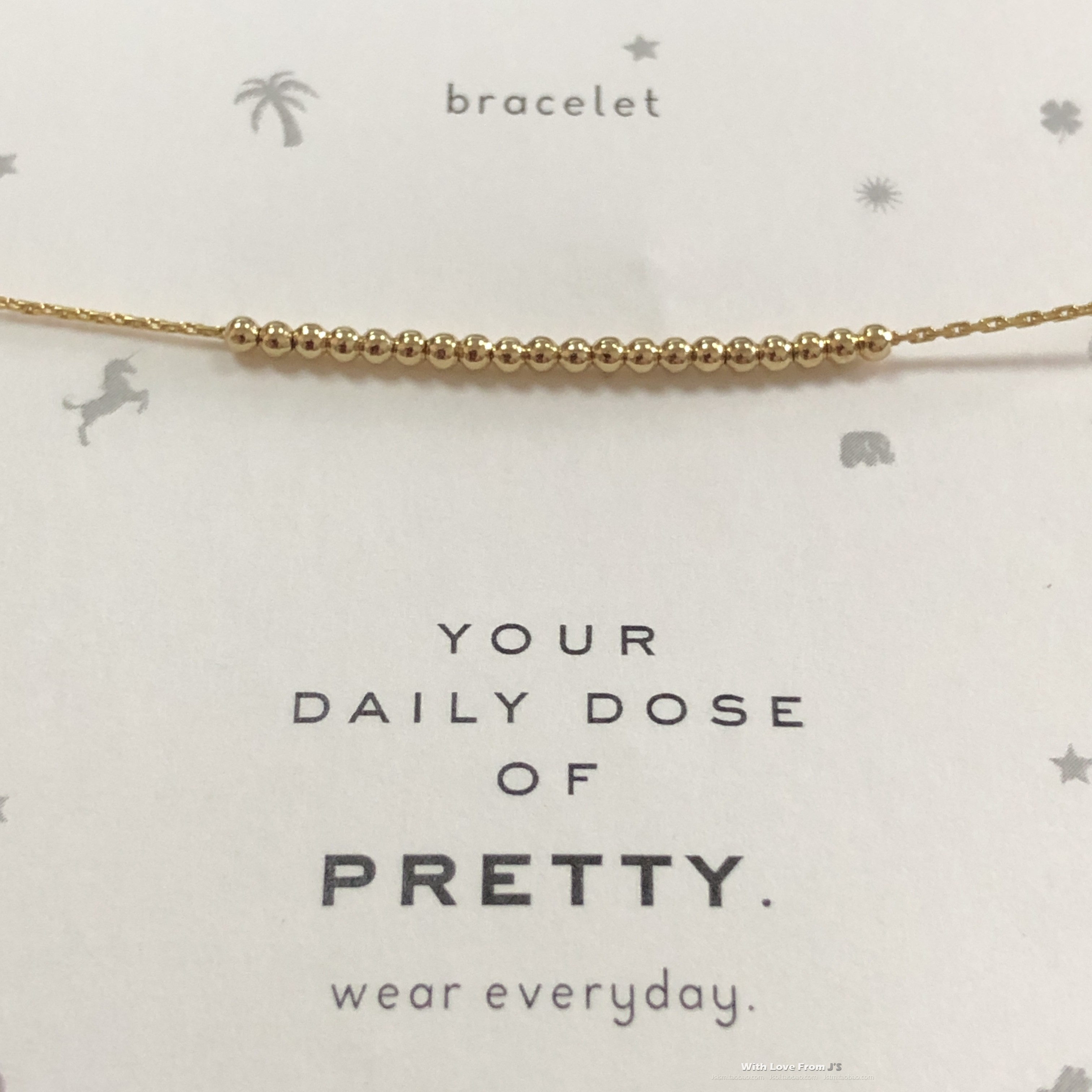 银镀金一排小金珠手链 许愿手链 抽拉链可调节 美国Dogeared正品