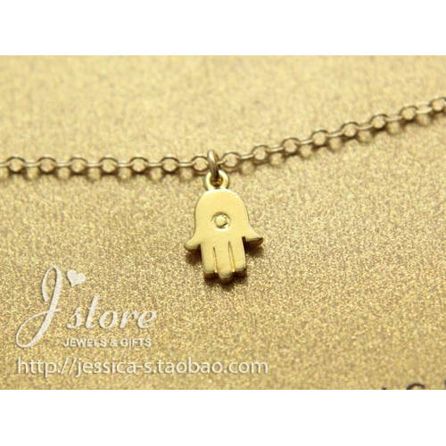 925银镀金链【hamsa小手】吊坠 许愿手链 美国 Dogeared 正品