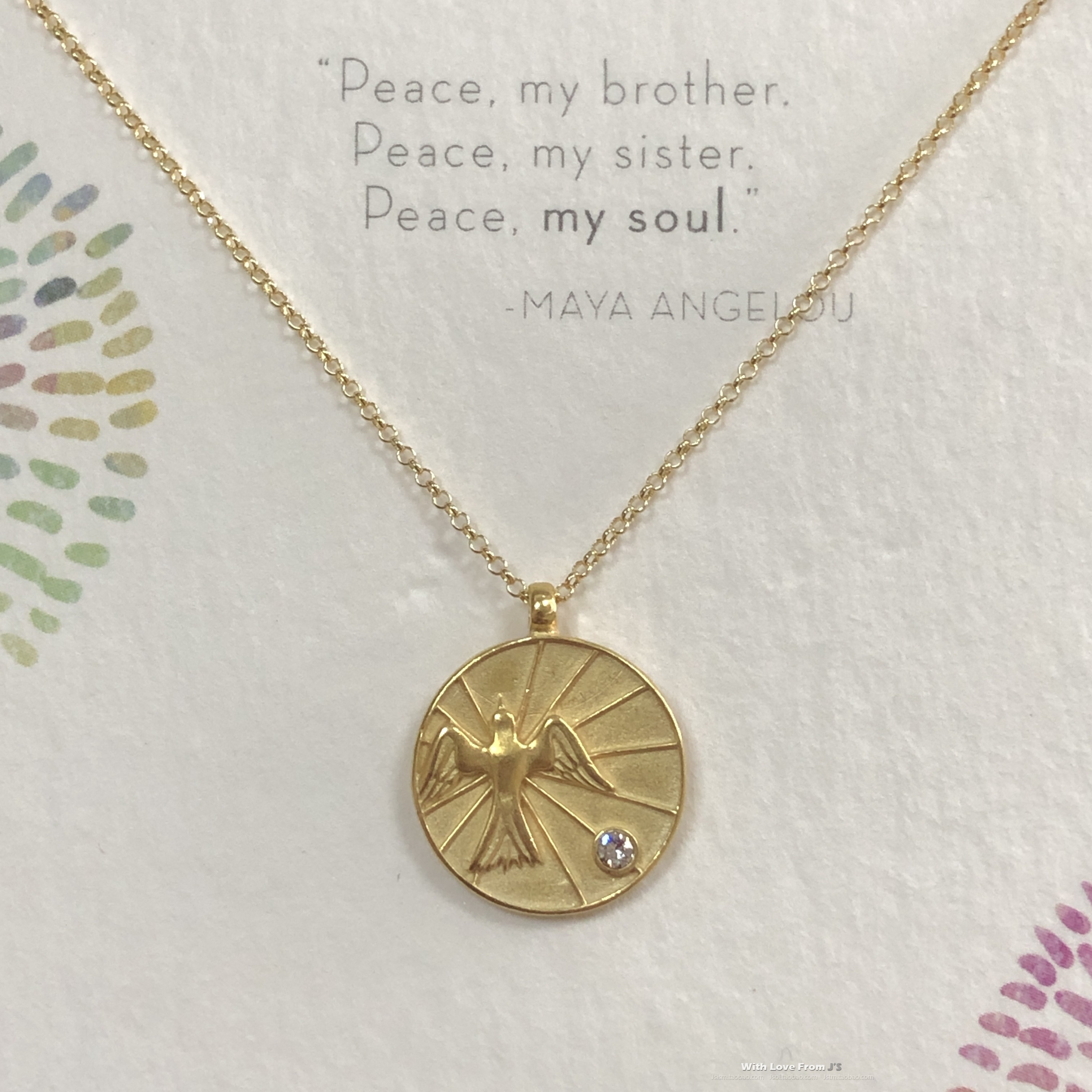 珍藏系列和平鸽圆牌项链