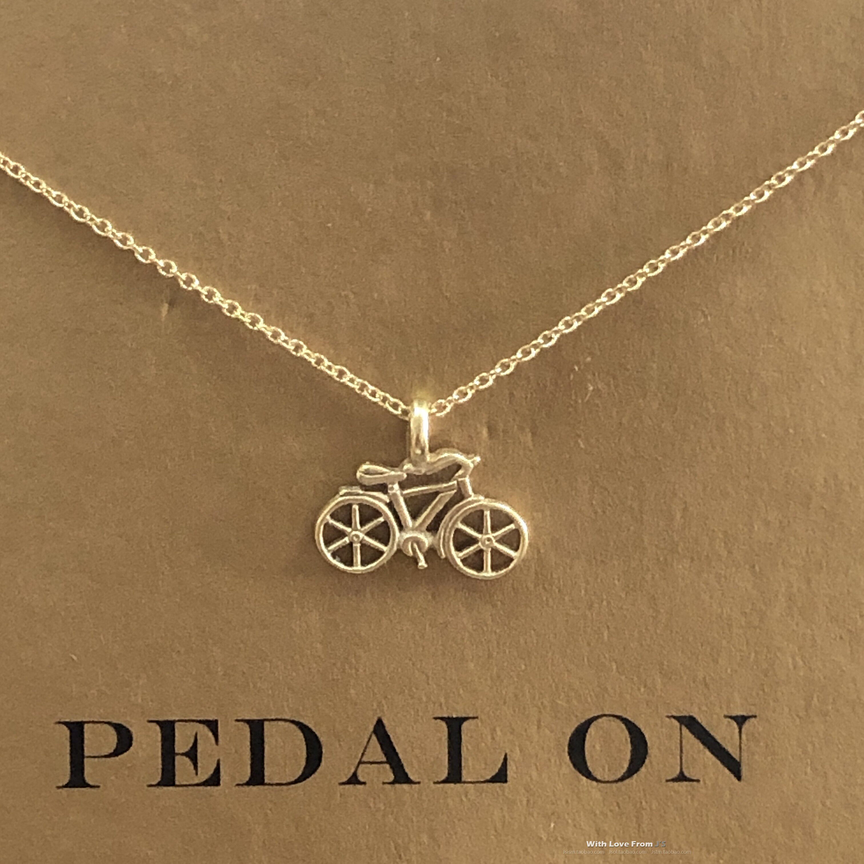 自行车锁骨链 银镀金许愿项链 美国 Dogeared正品