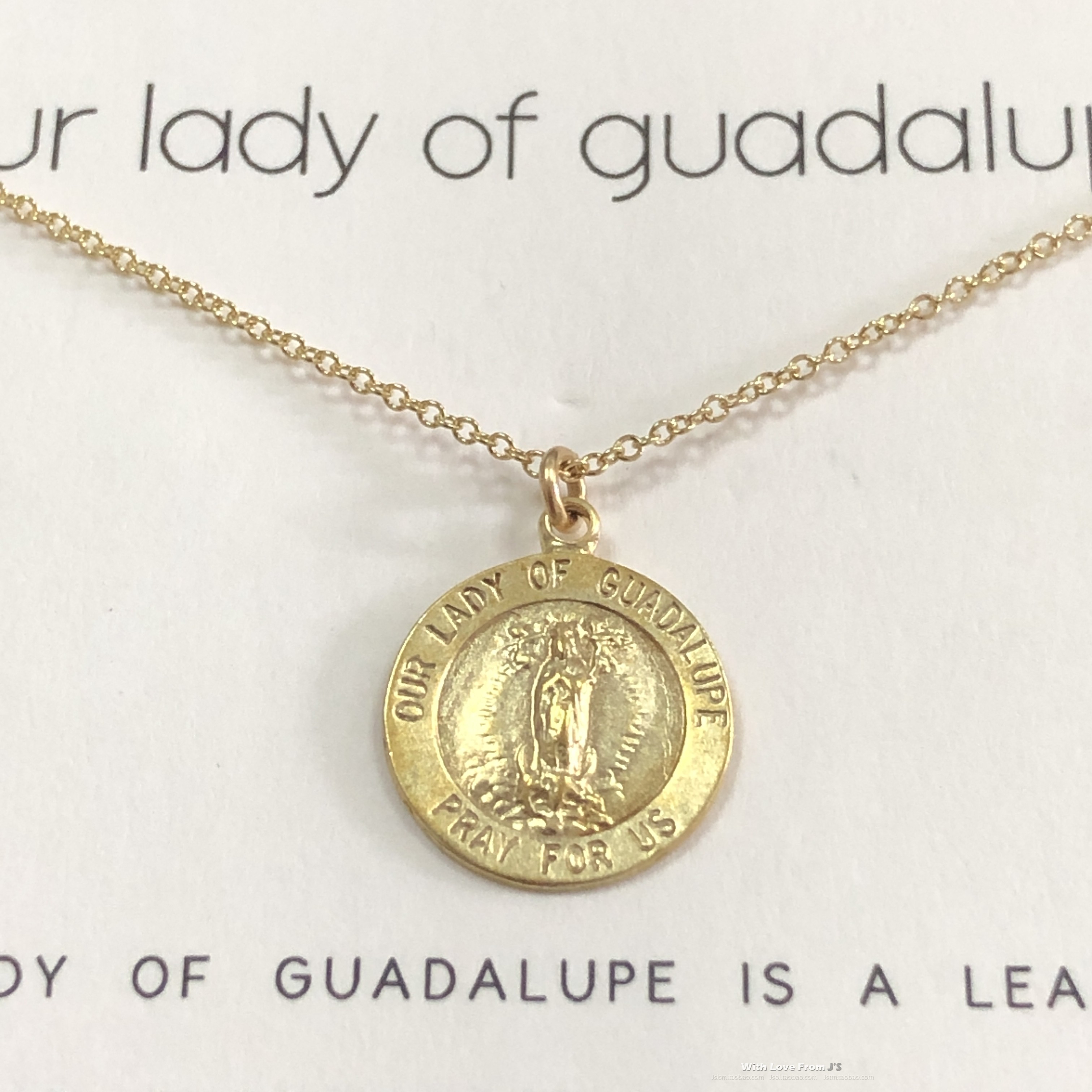 guadalupe圆牌 许愿项链 银镀金锁骨链 金色银色美国Dogeared正品