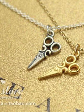 剪刀造型 许愿项链 925银 银镀金链锁骨链 美国Dogeared正品