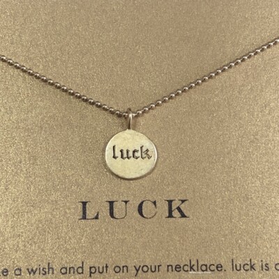 银镀金镂空LUCK幸运圆牌 转运好运珠珠项链 美国 Dogeared 正品