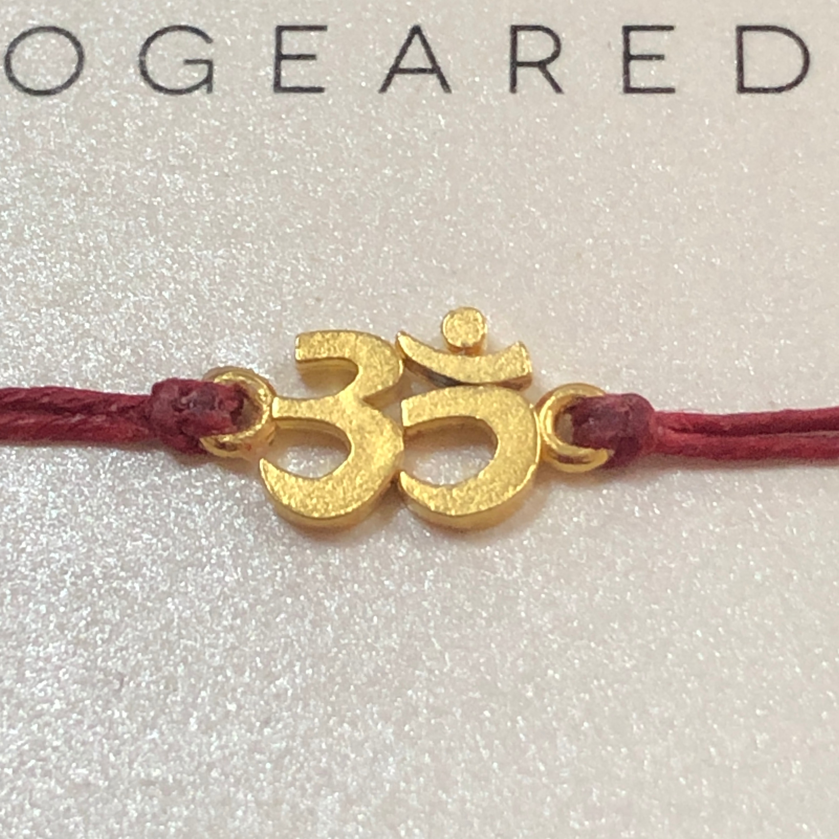 上蜡亚麻线 925银镀金【OM字牌】吊坠许愿手绳 美国Dogeared正品