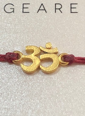 上蜡亚麻线 925银镀金【OM字牌】吊坠许愿手绳 美国Dogeared正品