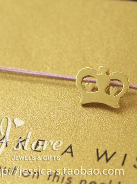 丝线款 银镀金【爱心皇冠】吊坠 许愿项链  美国Dogeared正品