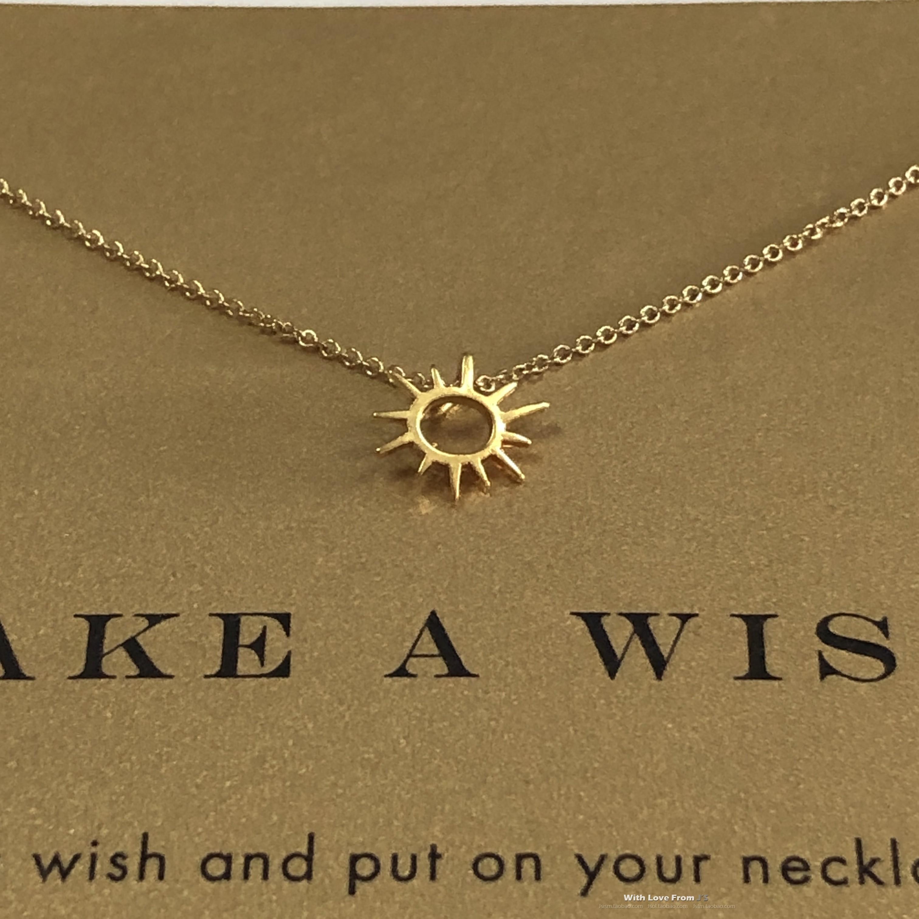 太阳光芒锁骨链 银镀金许愿项链 线条太阳 美国 Dogeared正品