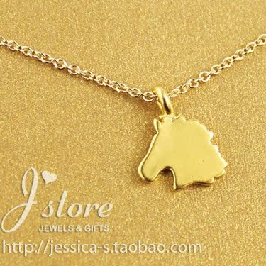 马头 许愿项链 925银镀金 锁骨链 金色 项链 美国Dogeared正品