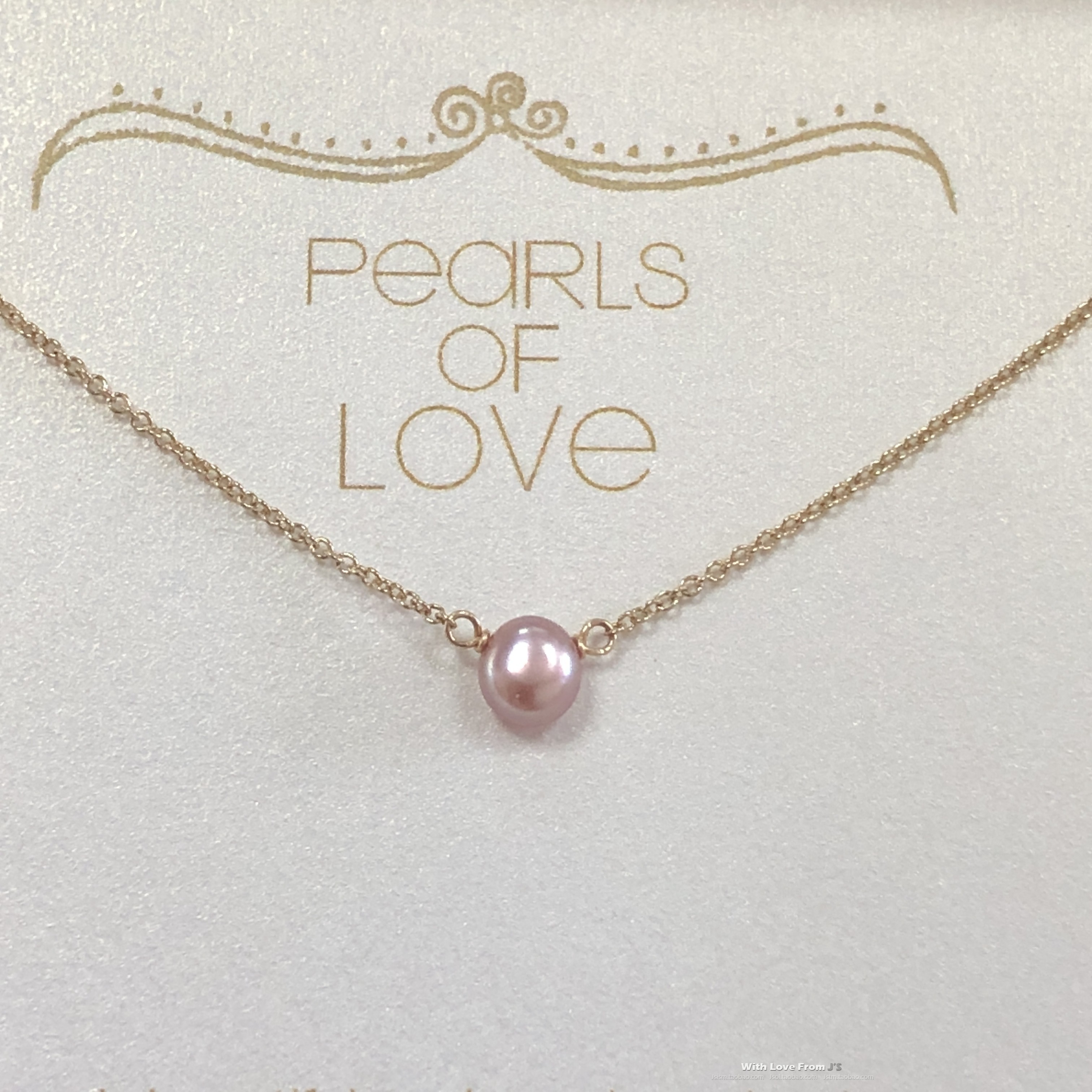 婚礼礼盒装※天然粉珍珠 银镀金许愿项链 锁骨链  Dogeared 正品