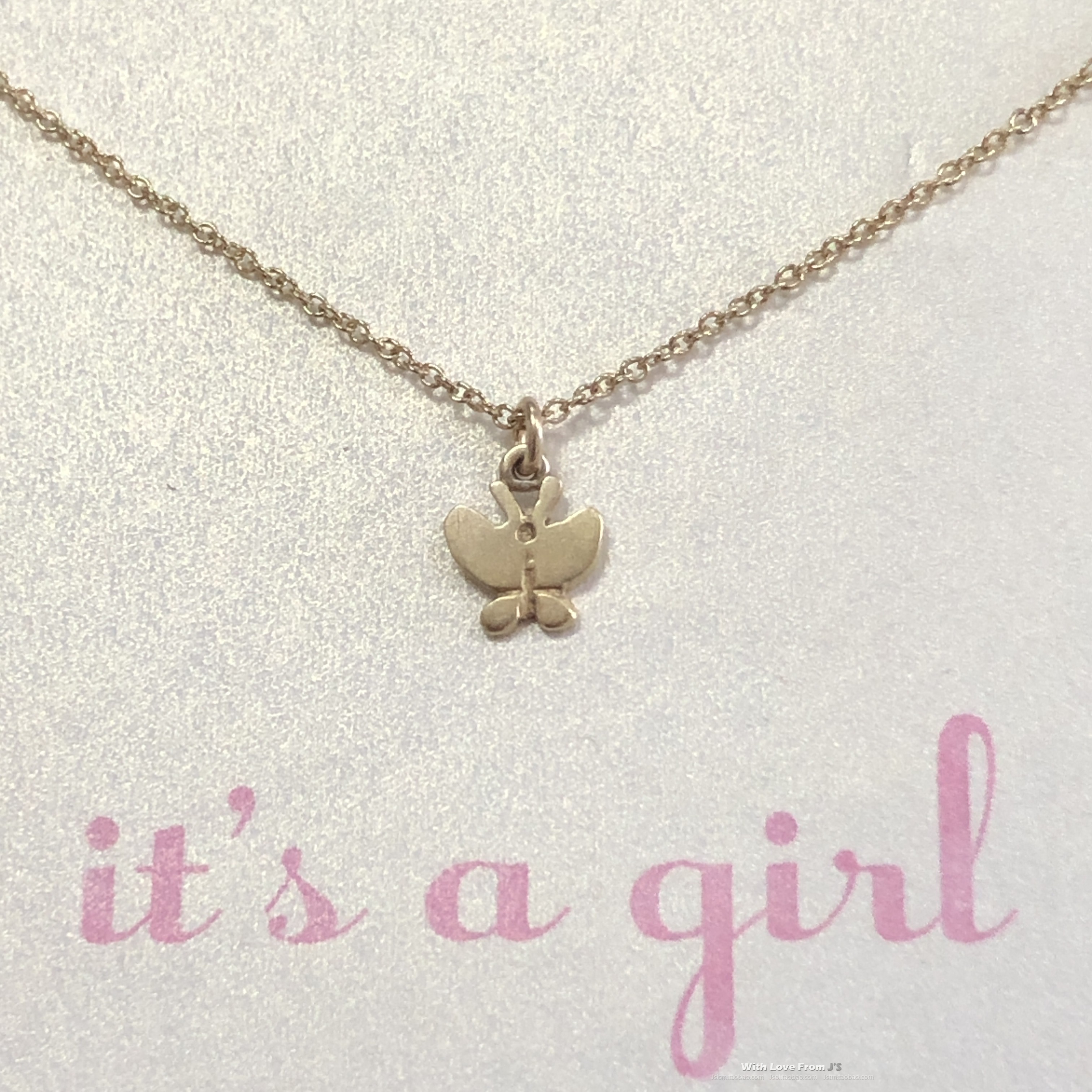 迷你小蝴蝶许愿项链 it's a girl 延长链可调节 美国Dogeared正品