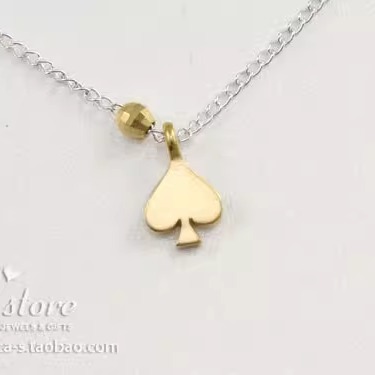 charmed迷你系列 金银双色混搭 迷你黑桃标+金珠项链Dogeared正品