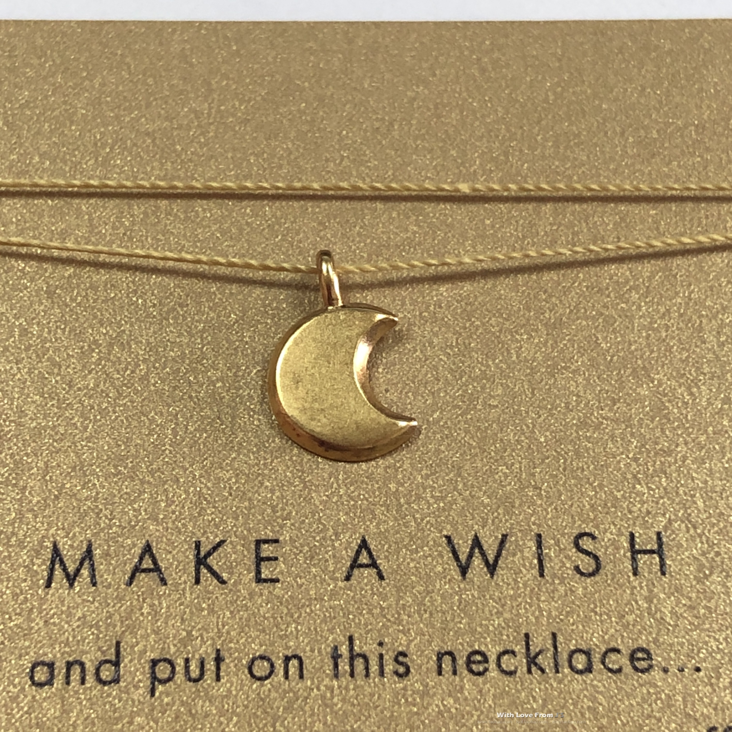 丝线款 银镀金 胖版【月牙】 吊坠 许愿项链 美国Dogeared正品