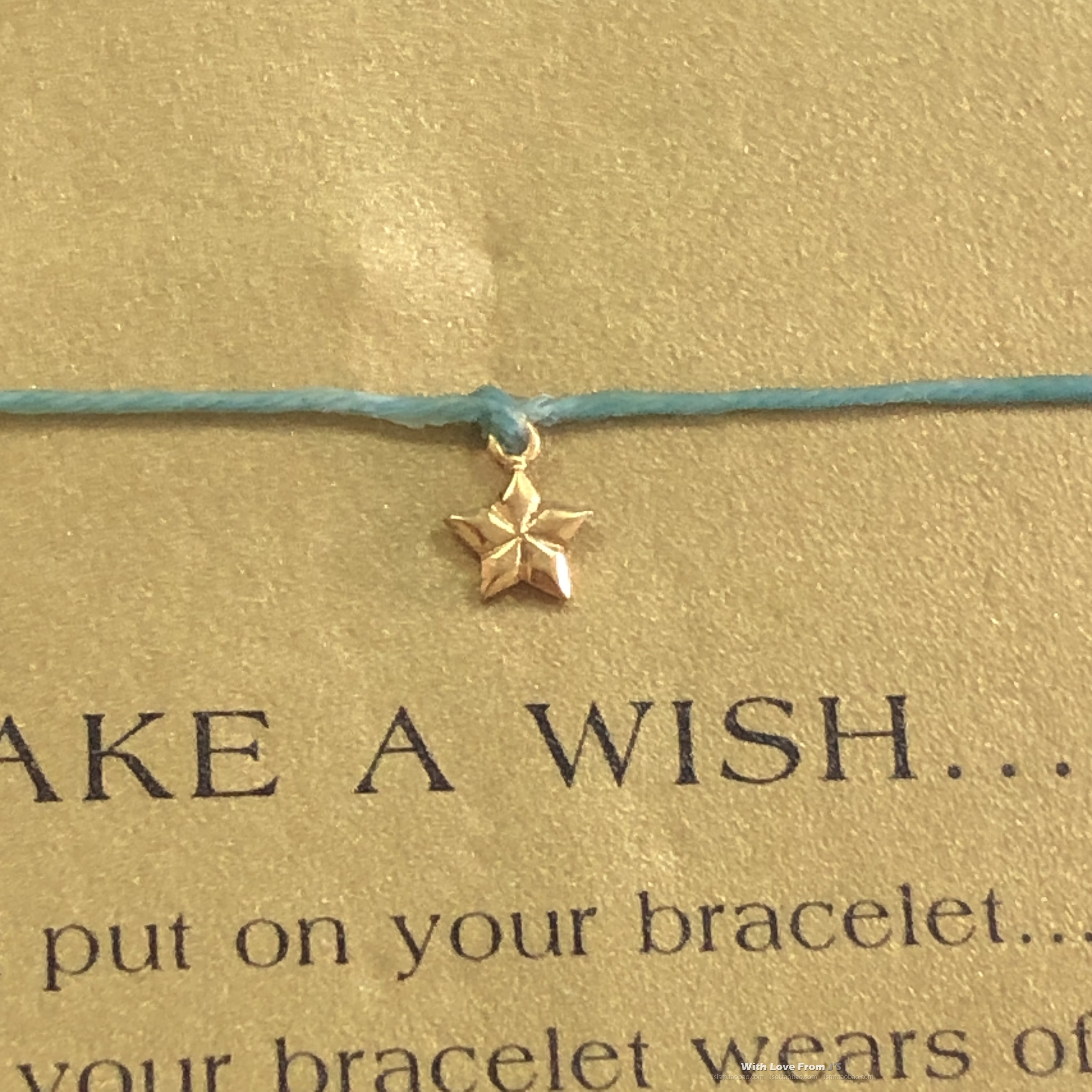 上蜡亚麻线 银镀金 迷你版小星星吊坠 许愿手绳 美国Dogeared正品