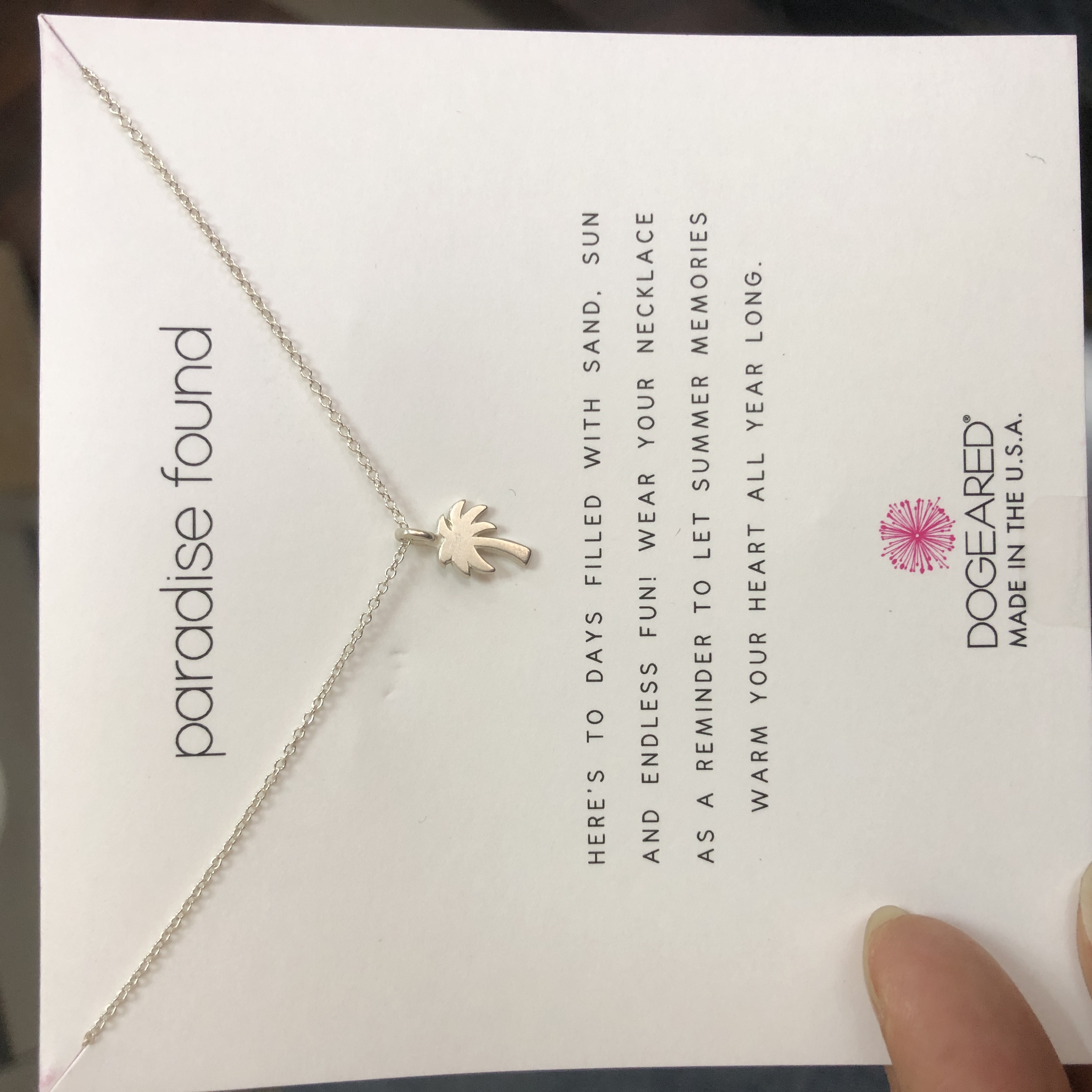 椰树 许愿项链 银色 锁骨链 热带风情 银饰品 美国 Dogeared 正品