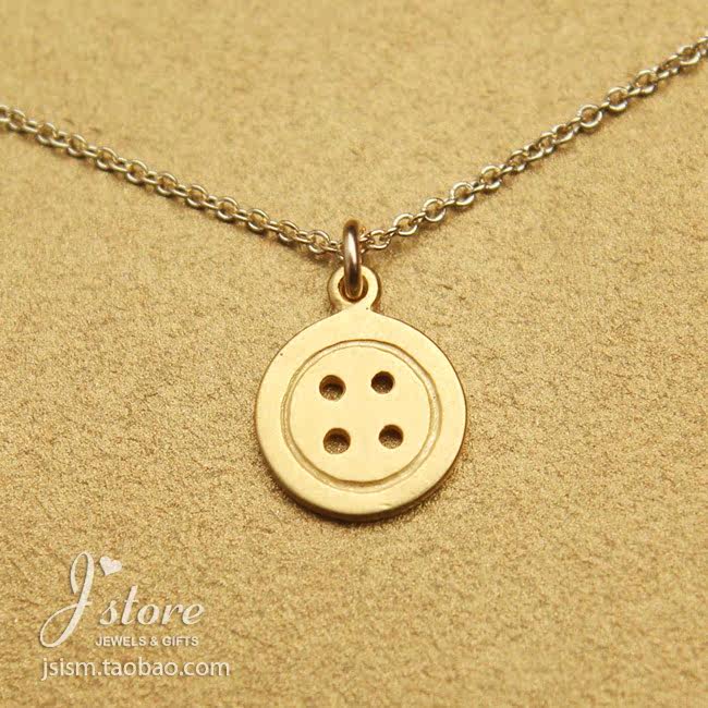 纽扣 按钮 许愿项链 925银镀金链锁骨链 美国Dogeared正品