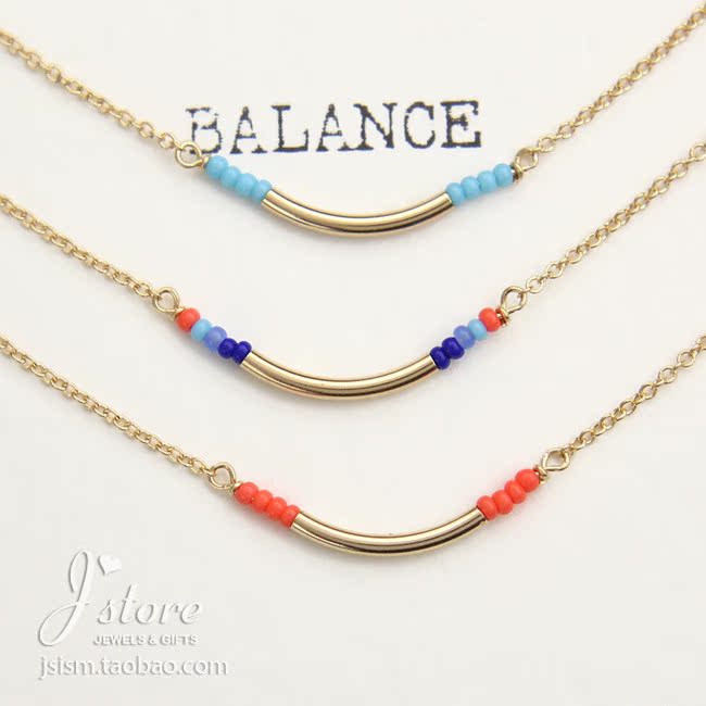 BALANCE天然石彩珠弯管项链 混色/蓝松石 Dogeared 正品