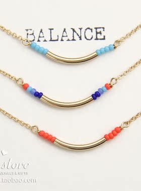 BALANCE天然石彩珠弯管项链 混色/蓝松石 Dogeared 正品
