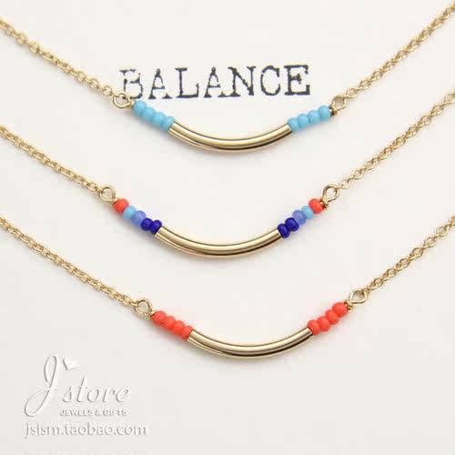 BALANCE天然石彩珠弯管项链 混色/蓝松石 Dogeared 正品