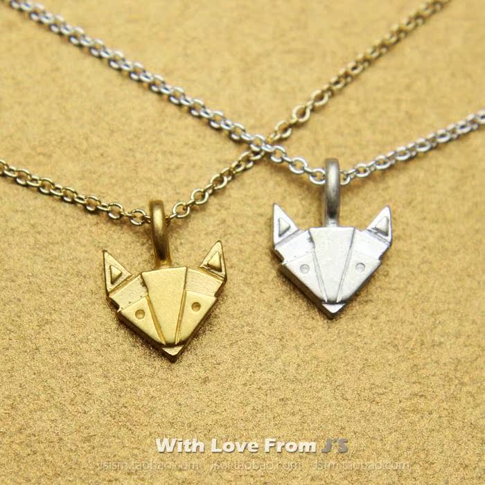 几何狐狸 许愿项链 银镀金锁骨链 银色饰品 美国Dogeared正品