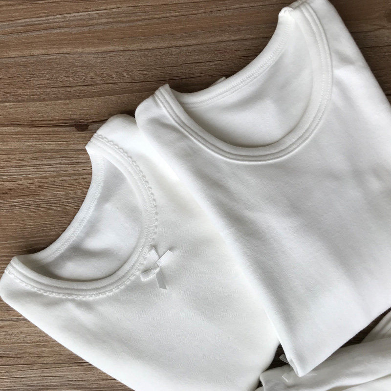 两件装儿童秋衣男童女童宝宝纯白色长袖T恤幼儿园纯棉打底衫上衣