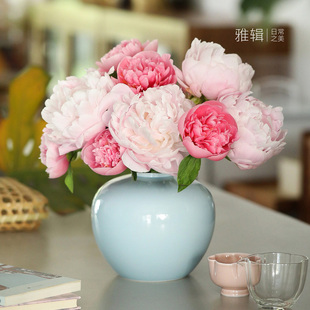雅辑 云水蓝圆融。陶瓷花瓶 桌面花器花插 家居陈设摆件 景德镇