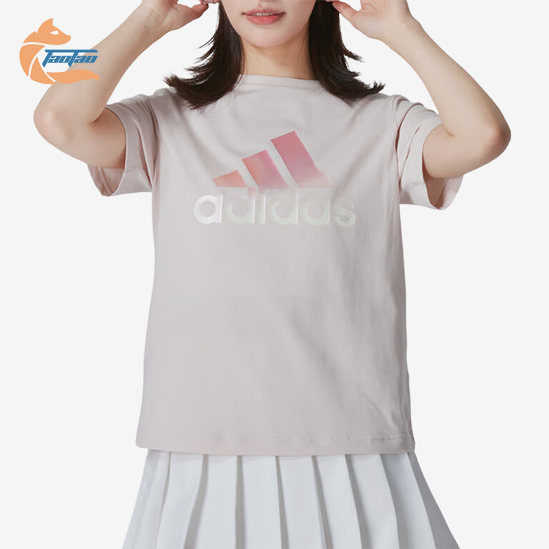 阿迪达斯女士印花时尚短袖T恤