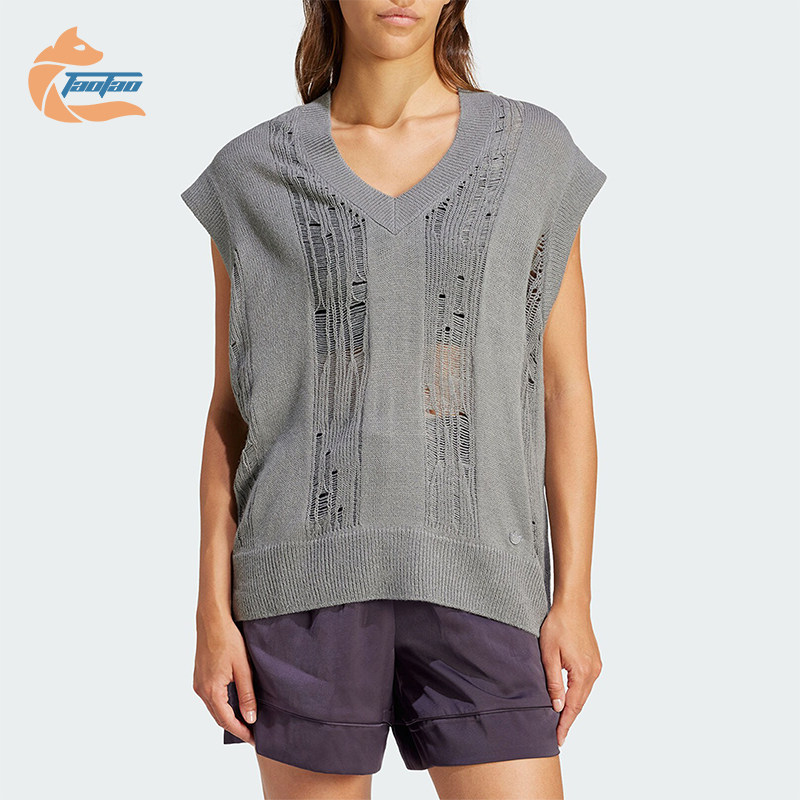 Adidas/阿迪达斯正品三叶草女士V领透气休闲针织背心IW0262,运动服/休闲服装,运动T恤,淘宝优惠券,粉丝福利购,淘宝优惠卷