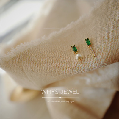原创点翠祖母绿绿宝石日韩风耳夹