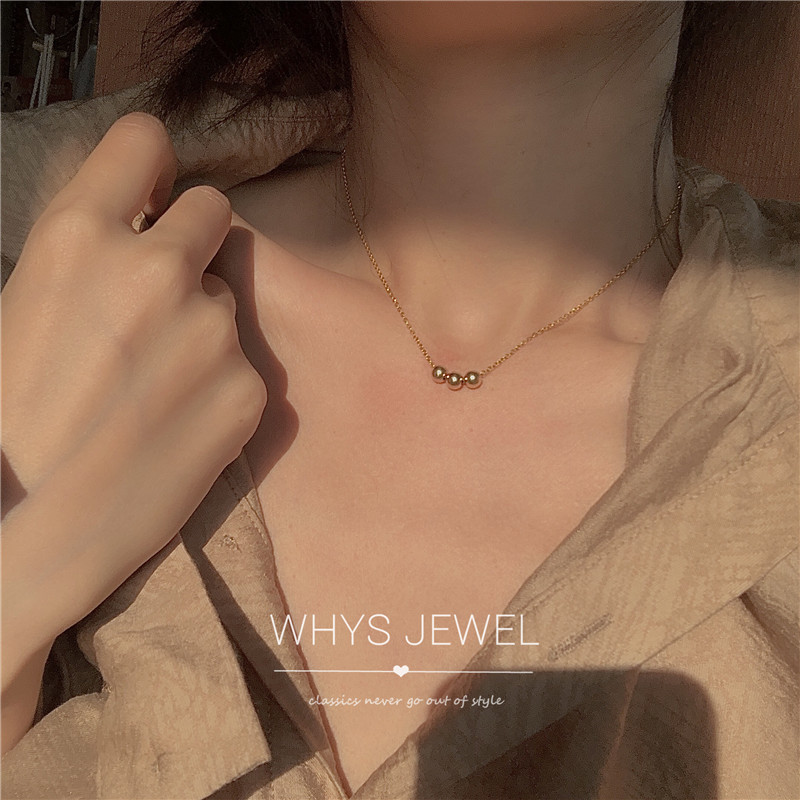 原创不掉色金珠日系百搭锁骨链