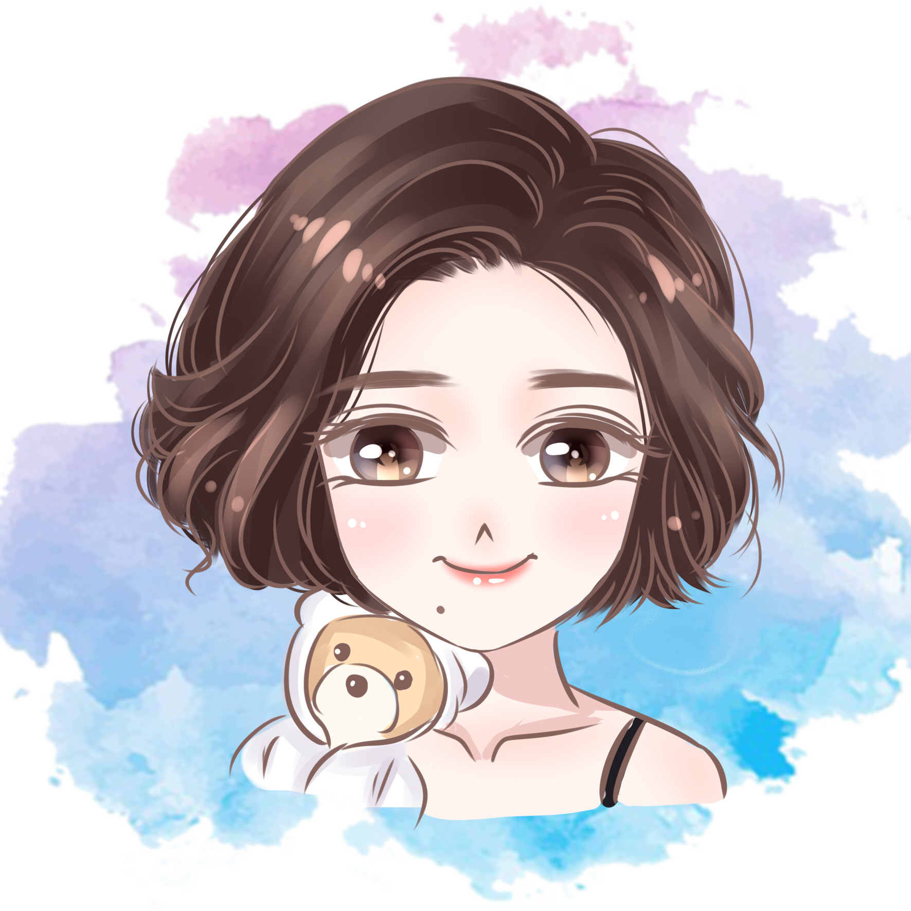 日漫水彩风 小清新头像绘制 软妹最爱 可爱头像 全身像定制