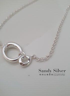 纯银极简双环扣短款项链锁骨链女