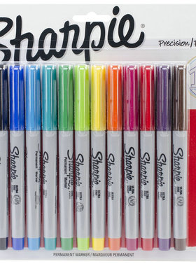 Sharpie Ultra Fine Point Permanent Markers细芯12色油性笔