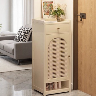 2025新款家用门口外长40cm宽鞋柜多层单门窄迷你小型透气竹鞋柜子