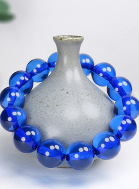 波罗的海蓝色琥珀蓝珀手链手镯蜜蜡手串男款女款男士圆珠手链